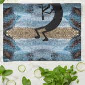 Kokopelli Southwest Desert Blue 2 Mosaic Theedoek (Gevouwen)