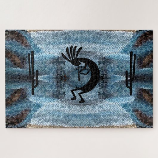 Kokopelli Southwest Desert Blue Mosaic 20 x 30 inc Legpuzzel (Horizontaal)