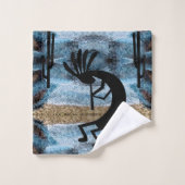 Kokopelli Southwest Desert Blue Mosaic 2 Bad Handdoek (Wasdoekje)