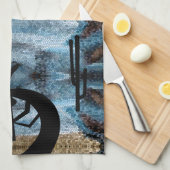 Kokopelli Southwest Desert Blue Mosaic Theedoek (Quarter Fold)