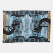 Kokopelli Southwest Desert Blue Mosaic Theedoek (Horizontaal)