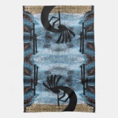 Kokopelli Southwest Desert Blue Mosaic Theedoek (Verticaal)