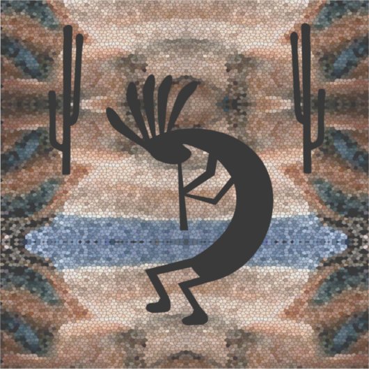 Kokopelli Southwest Desert Mosaic 14" Sticker (Voorkant)