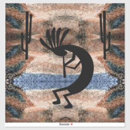 Kokopelli Southwest Desert Mosaic 14" Sticker