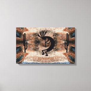 Kokopelli Southwest Desert Mosaic 19,5 x 12 Canvas Afdruk