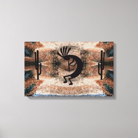 Kokopelli Southwest Desert Mosaic 19,5 x 12 Canvas Afdruk (Voorkant)