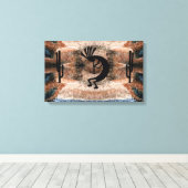 Kokopelli Southwest Desert Mosaic 19,5 x 12 Canvas Afdruk (Insitu (Houten vloer))