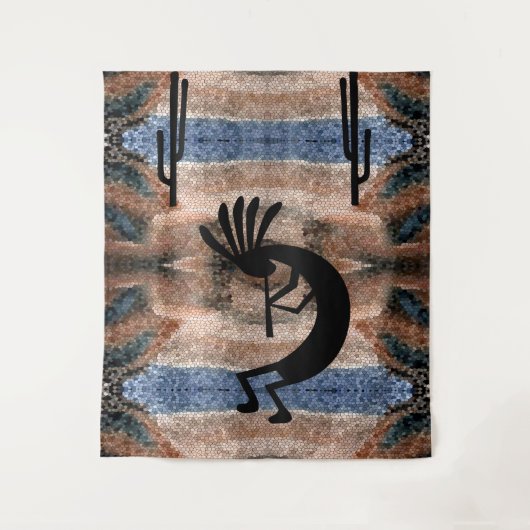 Kokopelli Southwest Desert Mosaic 68 x 80 Wandkleed (Voorkant)