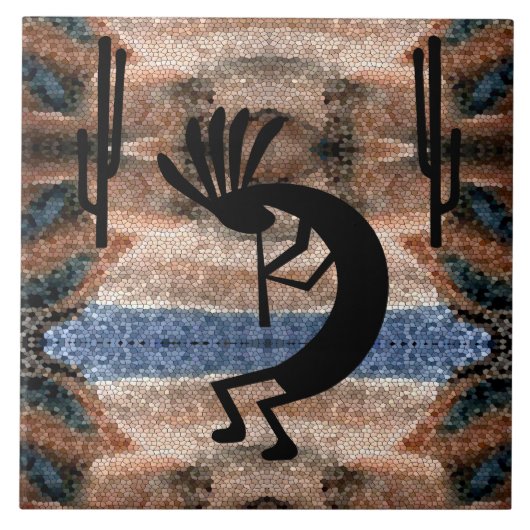 Kokopelli Southwest Desert Mosaic 6" Tegeltje (Voorkant)