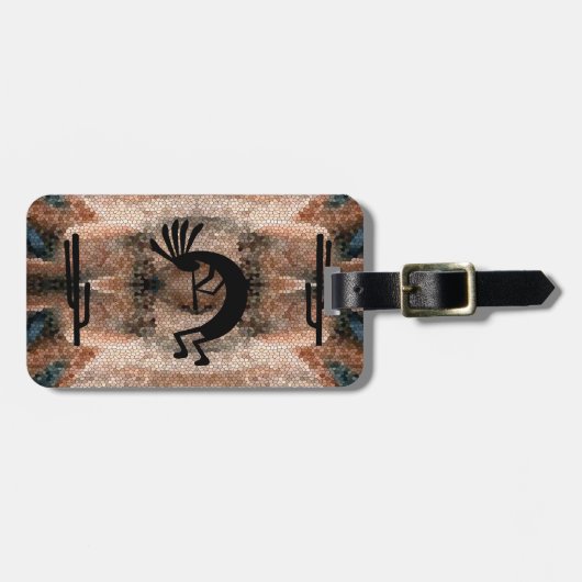 Kokopelli Southwest Desert Mosaic Bagagelabel (Voorkant horizontaal)