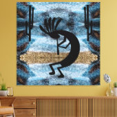 Kokopelli Southwest Desert Mosaic Blue 40 x 40 Canvas Afdruk (Insitu (Woonkamer))