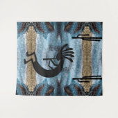 Kokopelli Southwest Desert Mosaic Blue 68 x 80 Wandkleed (Voorkant (horizontaal))