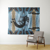 Kokopelli Southwest Desert Mosaic Blue 68 x 80 Wandkleed (In Situ (horizontaal))