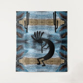 Kokopelli Southwest Desert Mosaic Blue 68 x 80 Wandkleed (Voorkant)
