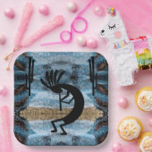 Kokopelli Southwest Desert Mosaic Blue 9" Papieren Bordje (Feest)