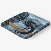 Kokopelli Southwest Desert Mosaic Blue 9" Papieren Bordje (Gebogen)