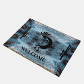 Kokopelli Southwest Desert Mosaic Blue Deurmat (Schuin)