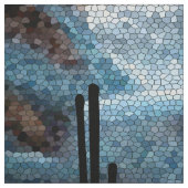 Kokopelli Southwest Desert Mosaic Blue DIY Stof (Swatch)