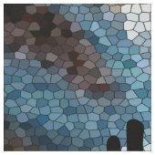 Kokopelli Southwest Desert Mosaic Blue DIY Stof (Close Up)