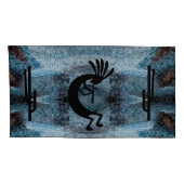 Kokopelli Southwest Desert Mosaic Blue King Set Kussensloop (Achterkant-Rechts)