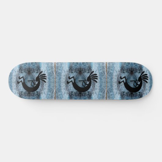 Kokopelli Southwest Desert Mosaic Blue Persoonlijk Skateboard (Horizontaal)