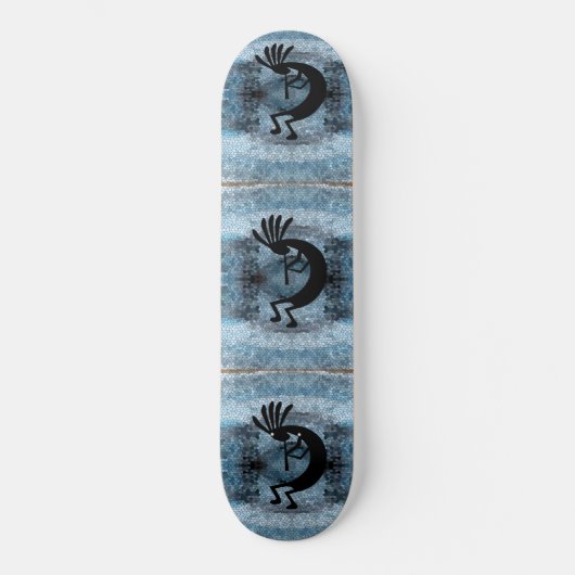 Kokopelli Southwest Desert Mosaic Blue Persoonlijk Skateboard (Voorkant)