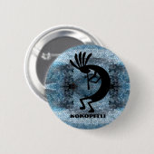 Kokopelli Southwest Desert Mosaic Blue Ronde Button 5,7 Cm (Voorkant /achterkant)