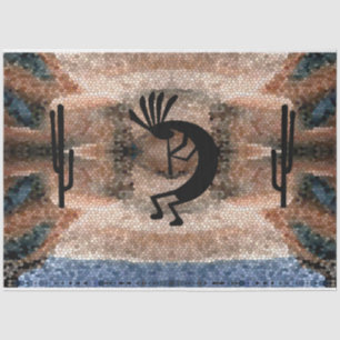 Kokopelli Southwest Desert Mosaic Decoupage Tissuepapier