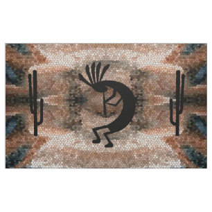 Kokopelli Southwest Desert Mosaic Earthtone DIY Stof