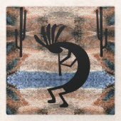 Kokopelli Southwest Desert Mosaic Glazen Onderzetter (Voorkant)