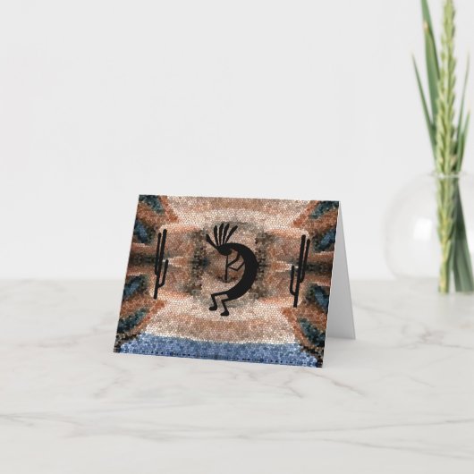 Kokopelli Southwest Desert Mosaic Greeting Kaart (Voorkant)