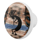 Kokopelli Southwest Desert Mosaic Keramische Knop (Rechts)