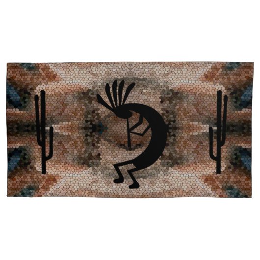 Kokopelli Southwest Desert Mosaic King Set Kussensloop (Voorkant-Links)