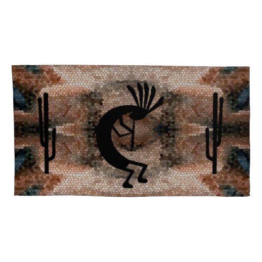 Kokopelli Southwest Desert Mosaic King Set Kussensloop (Achterkant-Rechts)