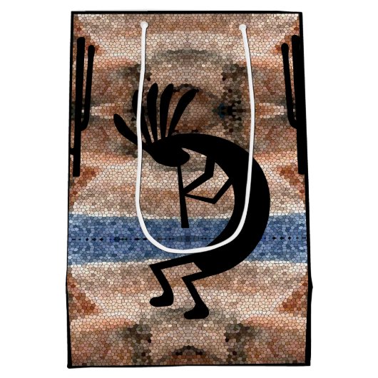 Kokopelli Southwest Desert Mosaic Medium Cadeauzakje (Achterkant)
