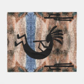Kokopelli Southwest Desert Mosaic Medium Fleece Deken (Voorkant (Horizontaal))