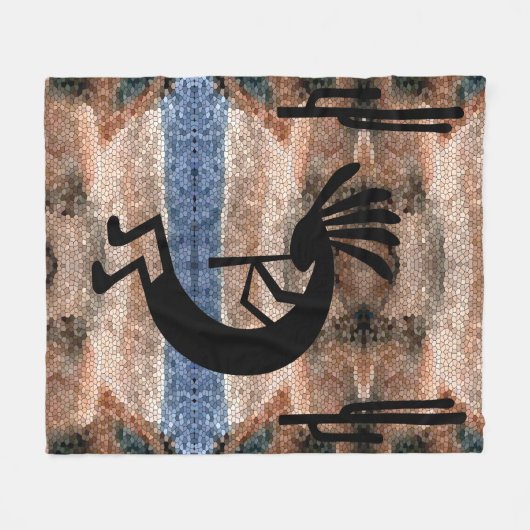 Kokopelli Southwest Desert Mosaic Medium Fleece Deken (Voorkant (Horizontaal))