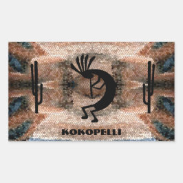 Kokopelli Southwest Desert Mosaic Rechthoekige Sticker