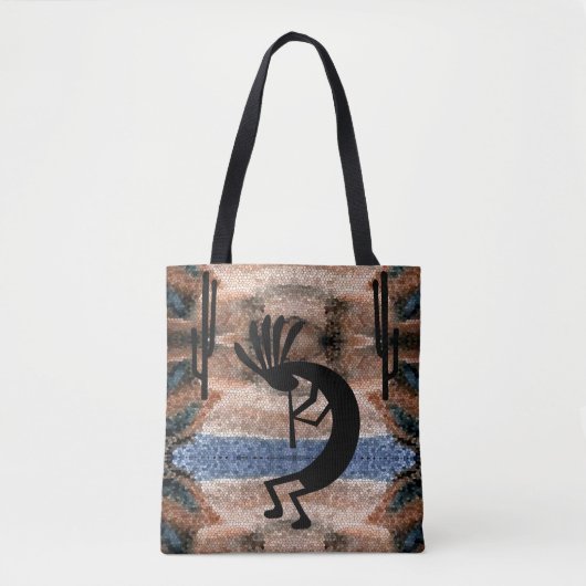 Kokopelli Southwest Desert Mosaic Tote Bag (Voorkant)