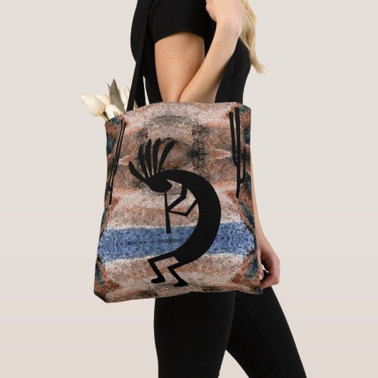 Kokopelli Southwest Desert Mosaic Tote Bag (Dichtbij)