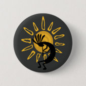 Kokopelli Southwest Gold Sun Button (Voorkant)