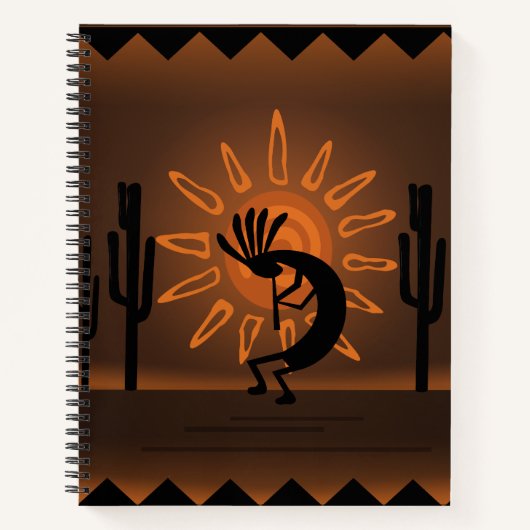 Kokopelli Southwest Rustic Brown Notitieboek (Voorkant)