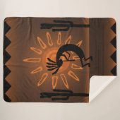 Kokopelli Southwest Rustic Brown Sherpa Sherpa Deken (Voorkant (horizontaal))