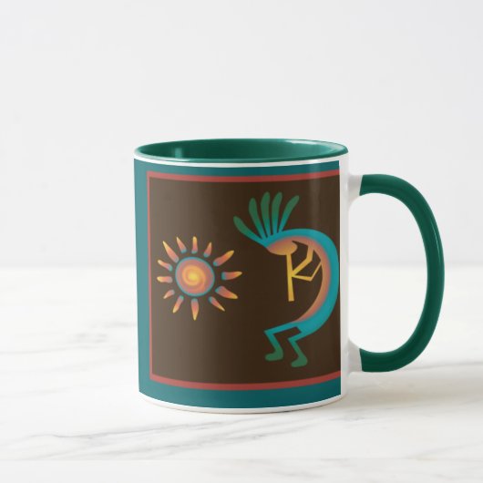 Kokopelli Southwest Turquoise Brown Coffee Mugs Mok (Rechts)