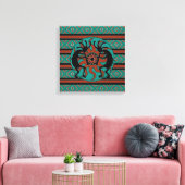 Kokopelli Southwest Turquoise Canvas Wall Art (Insitu (Woonkamer))