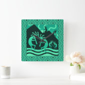 Kokopelli Southwest Turquoise en Black Vierkante Klok (Huis)