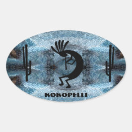 Kokopelli Southwest-woestijn 2 Ovale Sticker