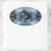 Kokopelli Southwest-woestijn 2 Ovale Sticker (Tas)