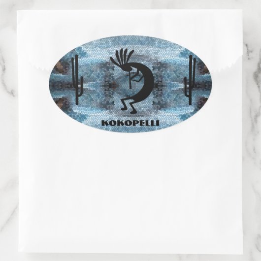 Kokopelli Southwest-woestijn 2 Ovale Sticker (Tas)