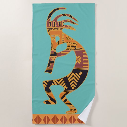 Kokopelli Southwestern Beach Towel Strandlaken (Voorkant)